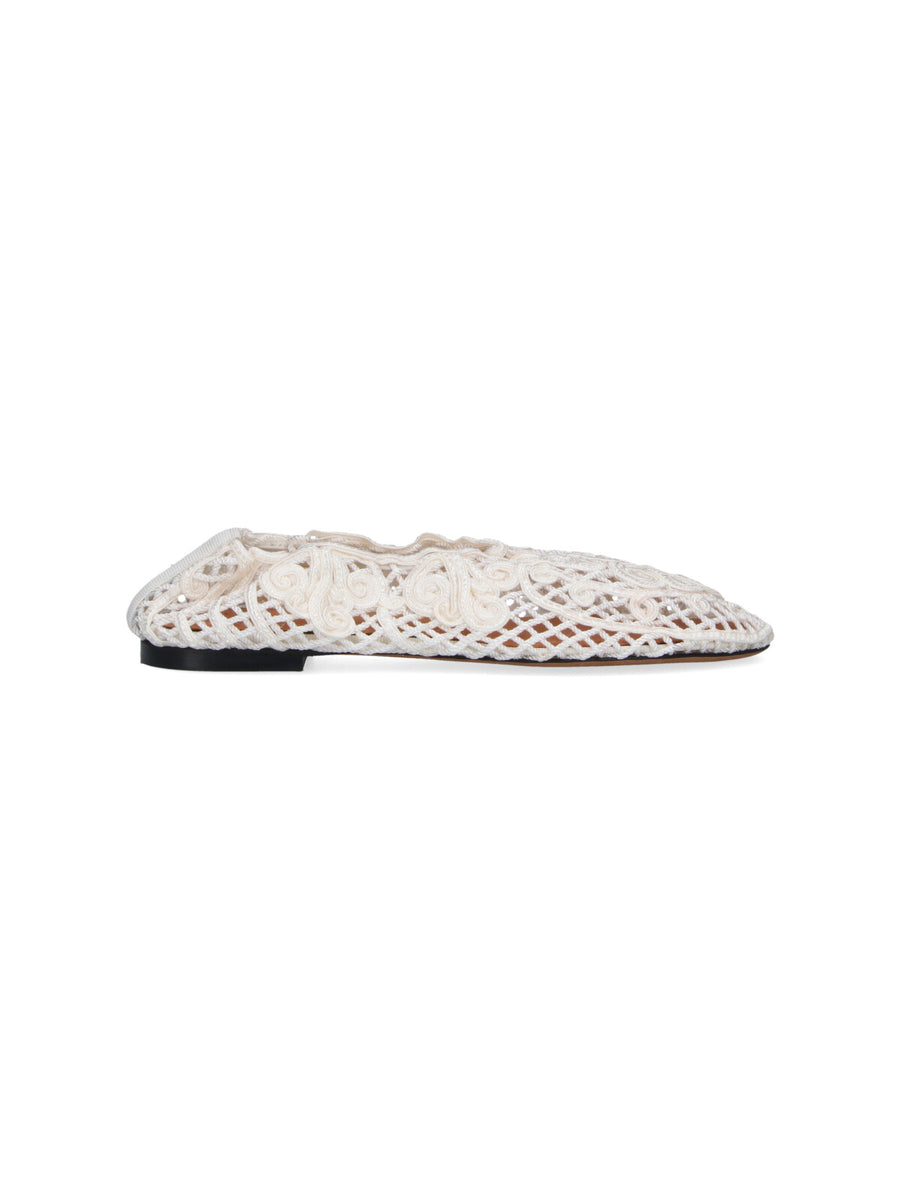 Odissi Linen openwork lace upper flat in white