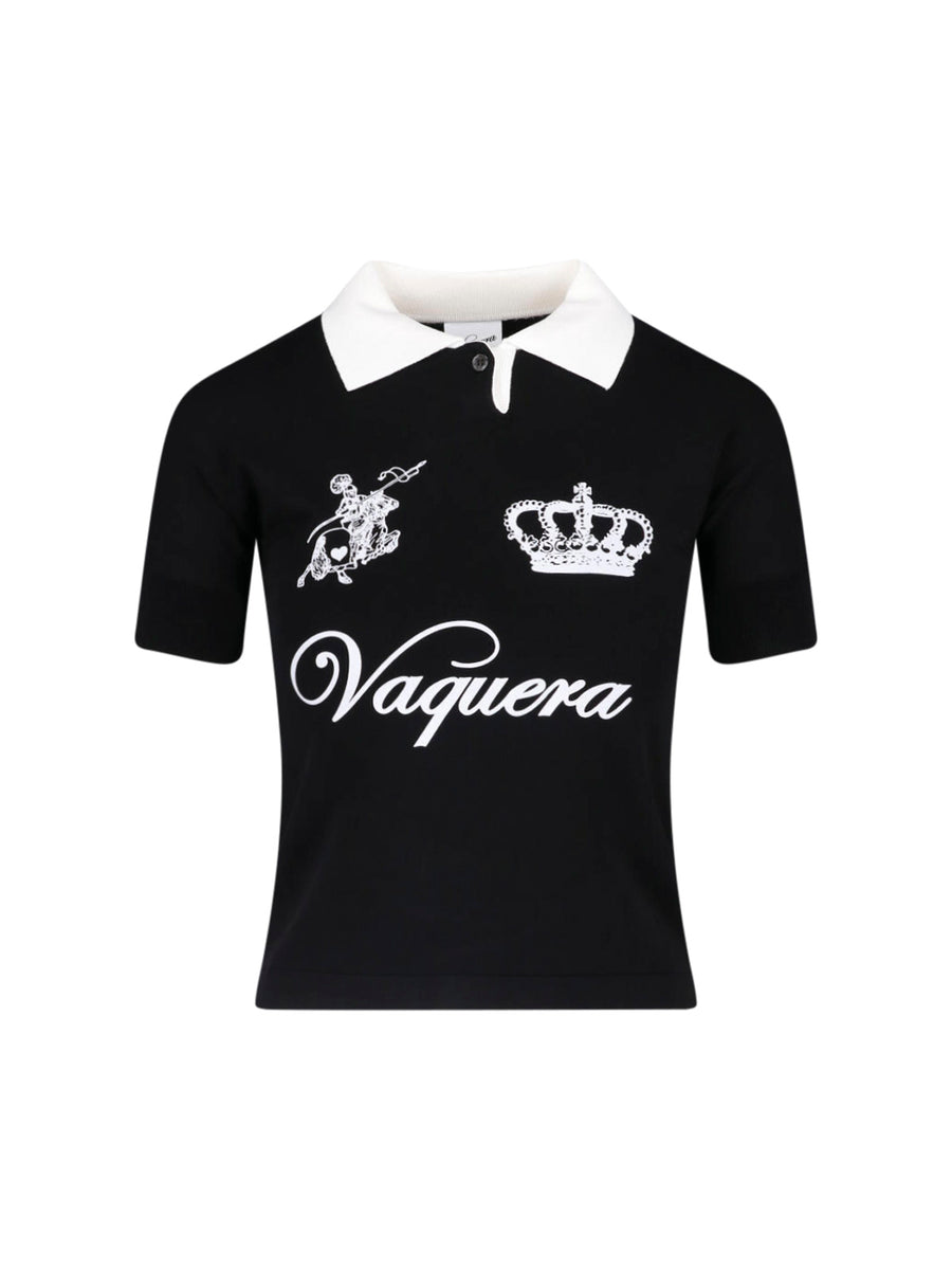 Vaquera 83% Viscose polo in black