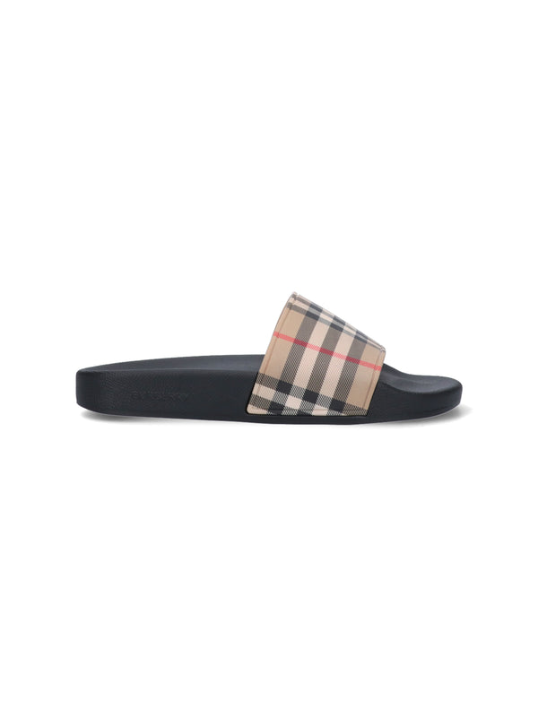 Burberry 100% Polyurethane slide sandals in beige