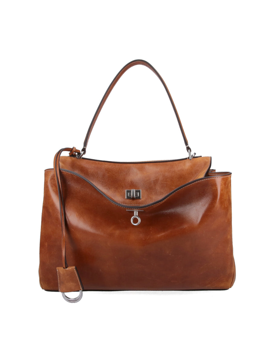 Balenciaga 100% Lamb Leather top handle bag in brown