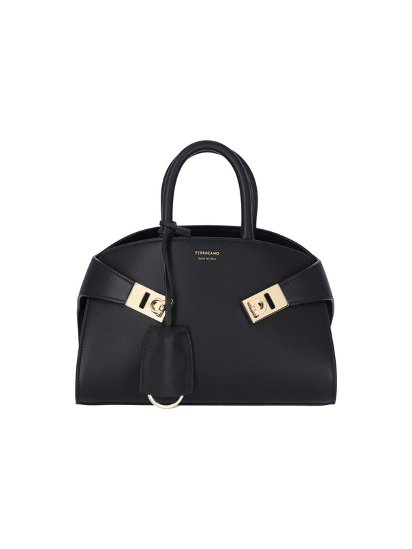 Ferragamo 100% calf leather top handle bag in black