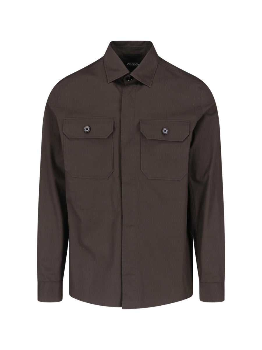 Zegna 96% Cotton shirt in brown