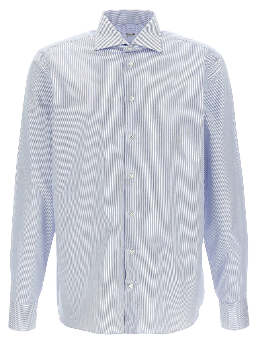 Borriello Striped Cotton Shirt — Light Blue