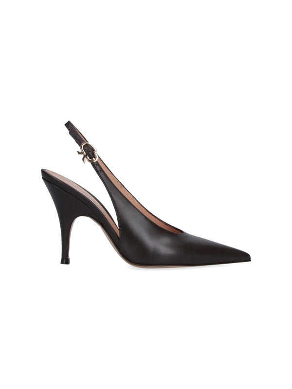 Gianvito Rossi Upper: 100% Calf Leather heel in brown
