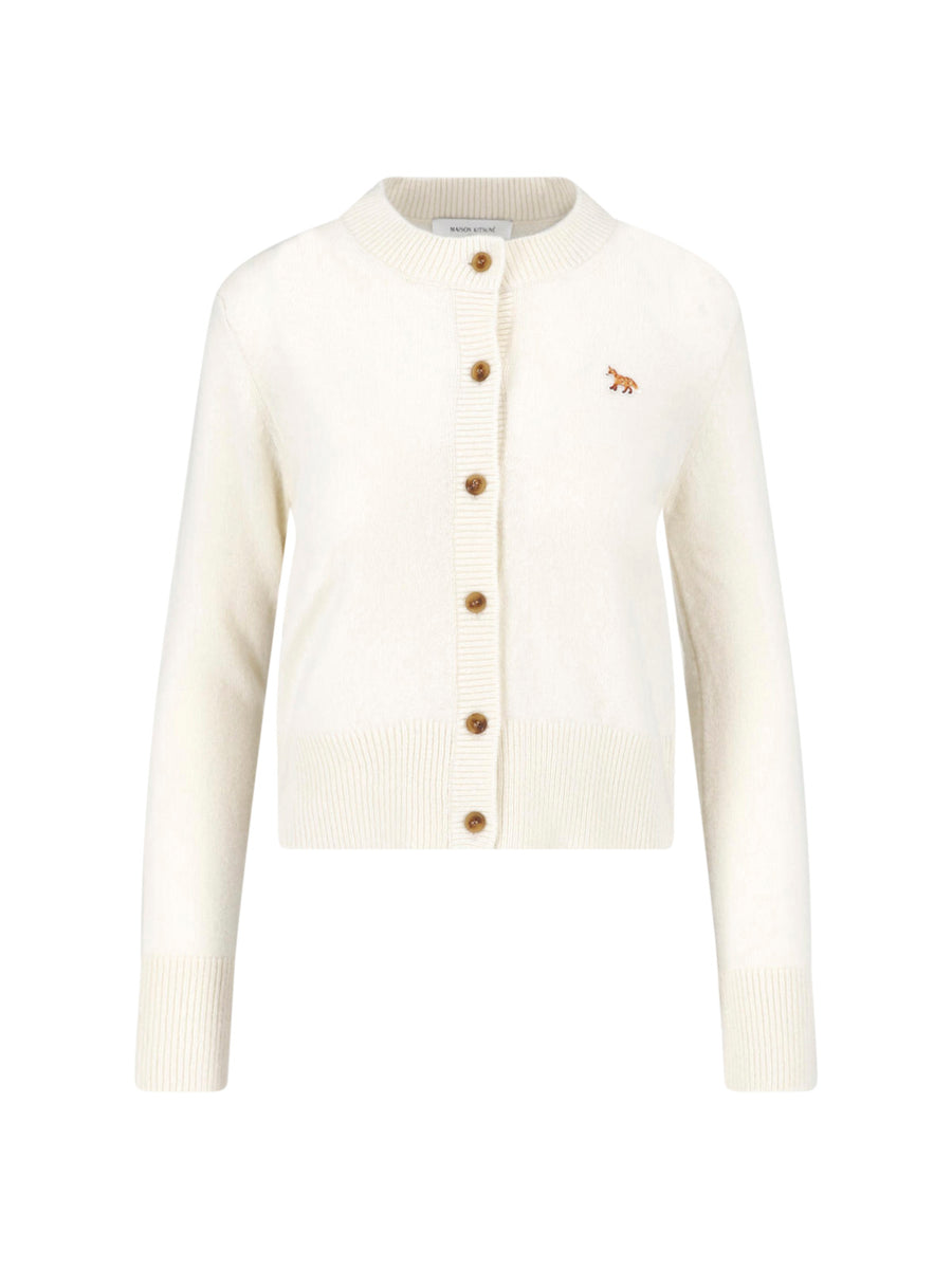 Maison Kitsune' 100% Wool cardigan in white