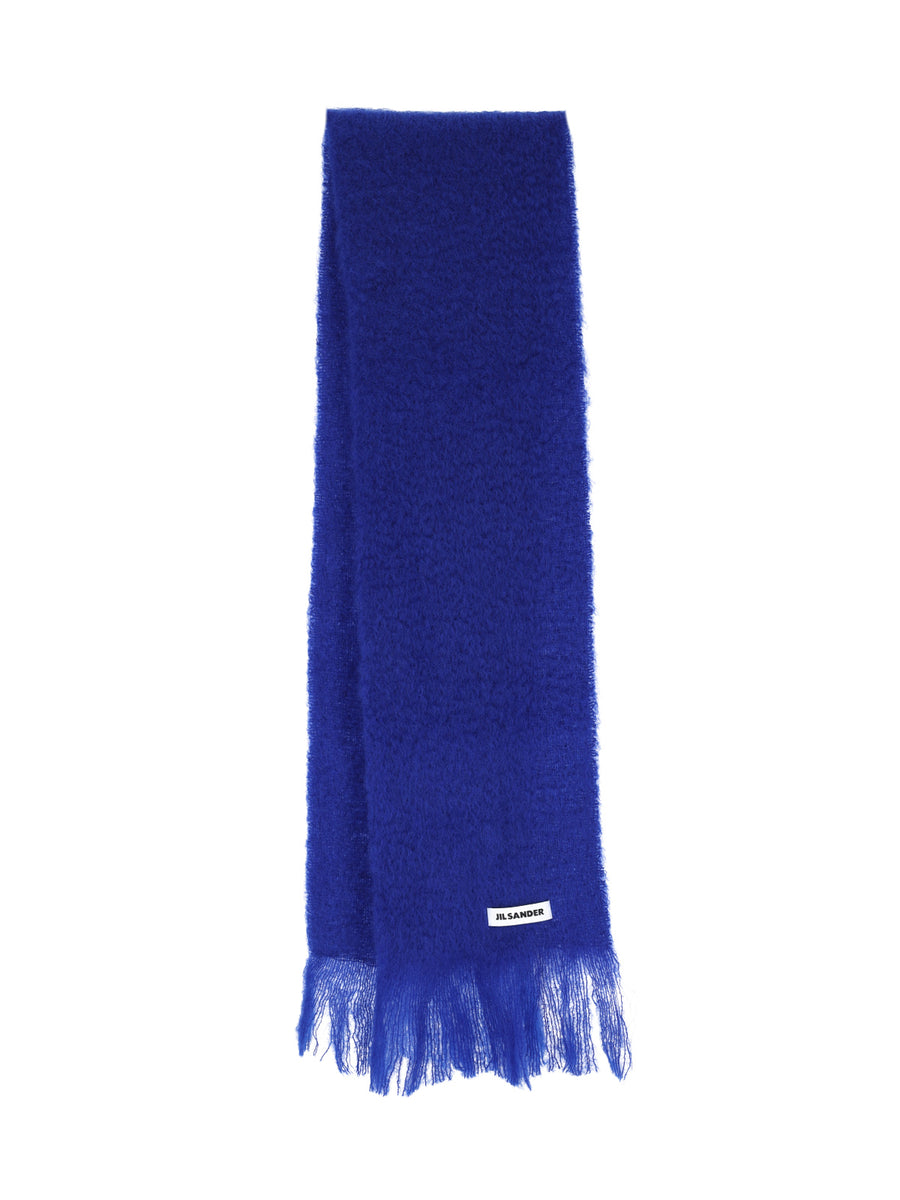 Jil Sander 73% Mohair scarf in blue