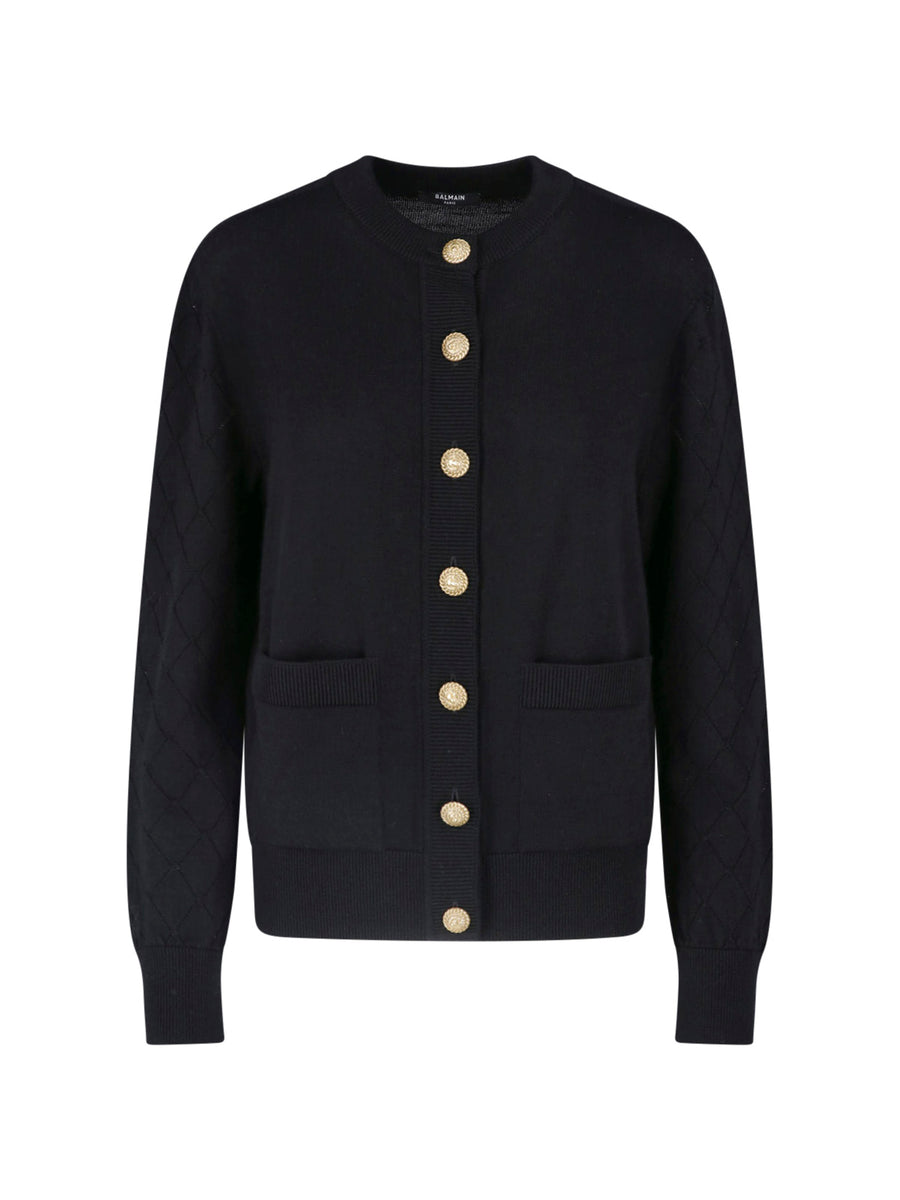 Balmain 100% virgin wool cardigan in black