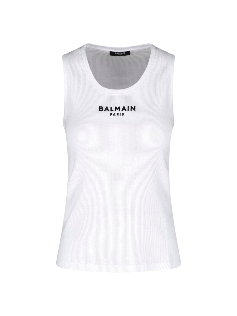 Balmain 100% Cotton tank top in white