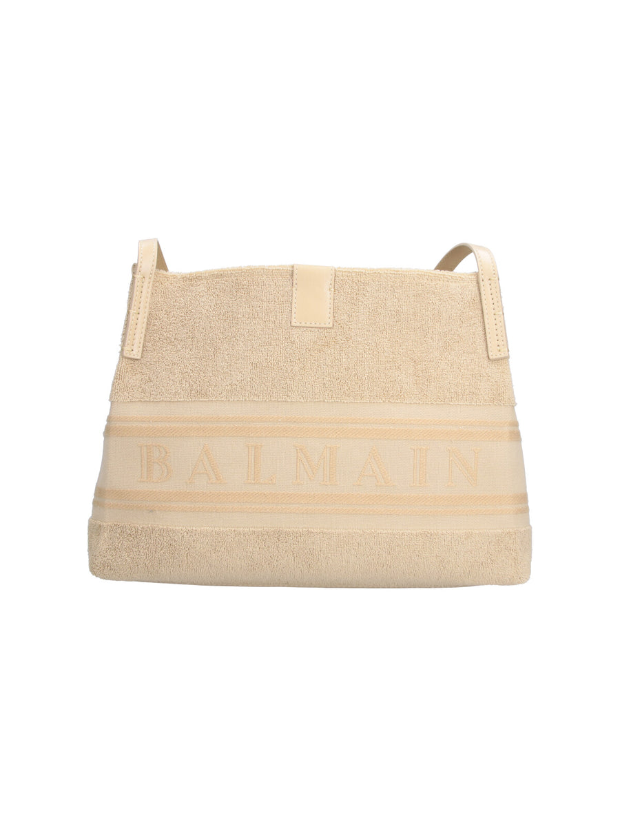 Balmain 100% Cotton shoulder bag in beige