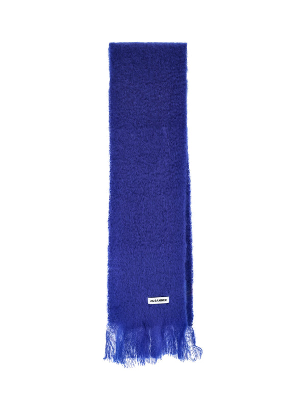 Jil Sander 73% Mohair scarf in blue