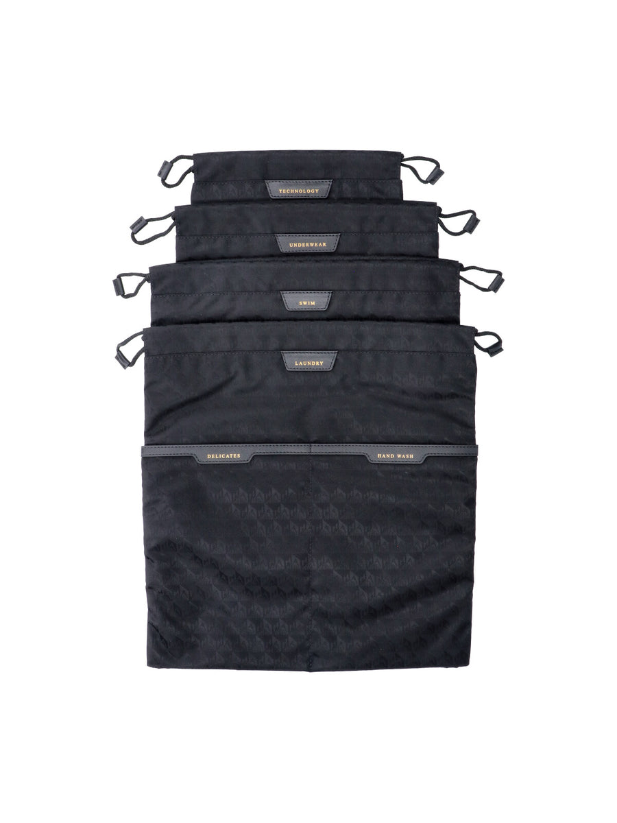 Anya Hindmarch 100% Recycled Nylon packing pouch set in black