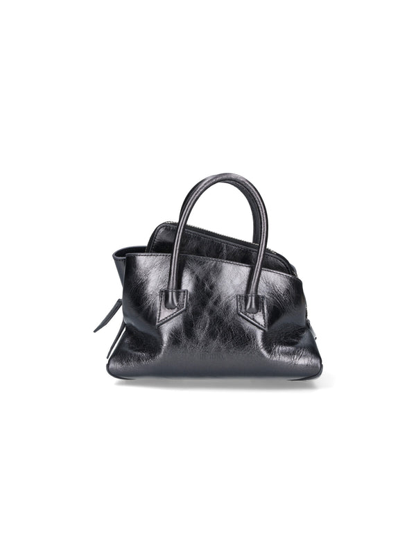 The Attico Crackle leather shoulder bag in gray