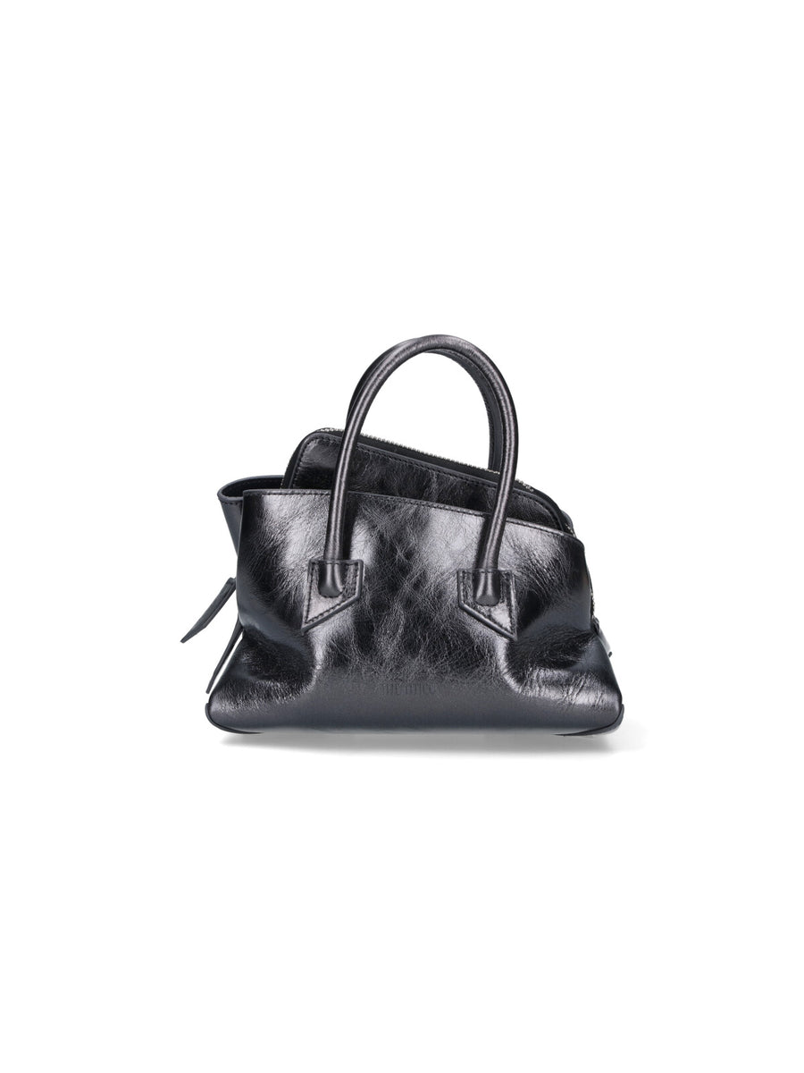 The Attico Crackle leather shoulder bag in gray