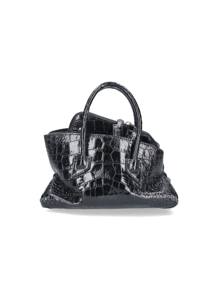 The Attico Leather top handle bag in black