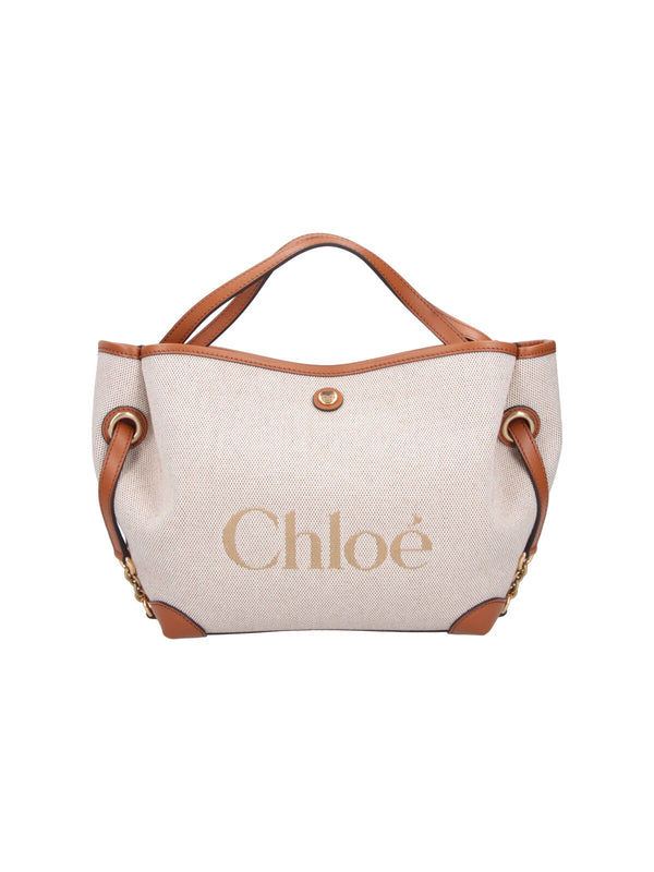 Chloè 100% Cotton shoulder bag in beige