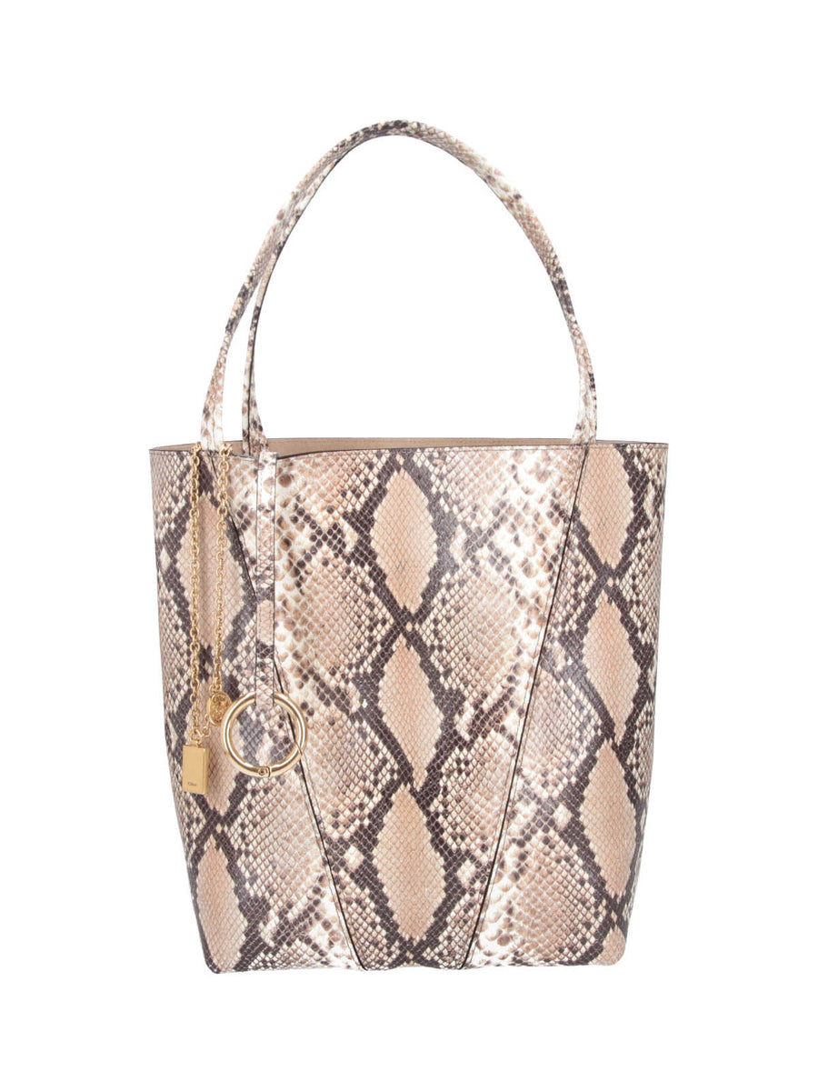Chloè 100% Calf Leather tote bag in beige