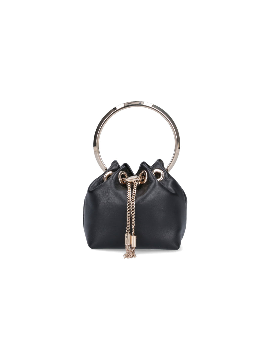 Jimmy Choo Outer: 75% Lamb Leather bucket bag in black