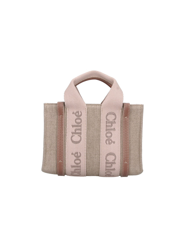 Chloè 100% Linen top handle bag in beige