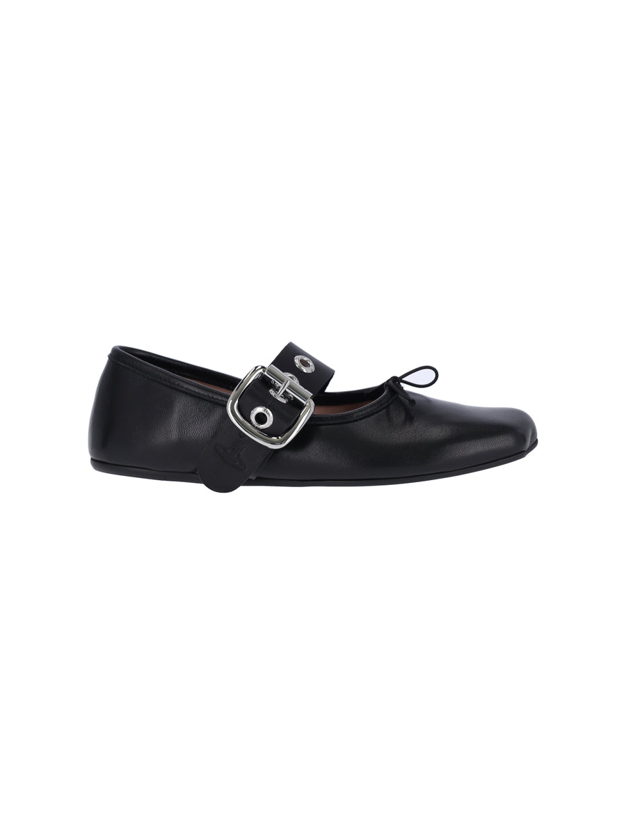Vivienne Westwood 100% Lamb Leather flat in black