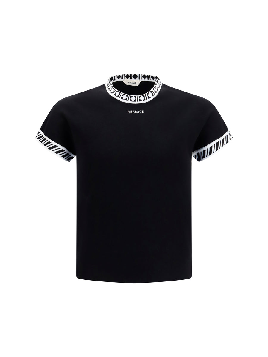 Knit T-Shirt Black Cotton Knitwear