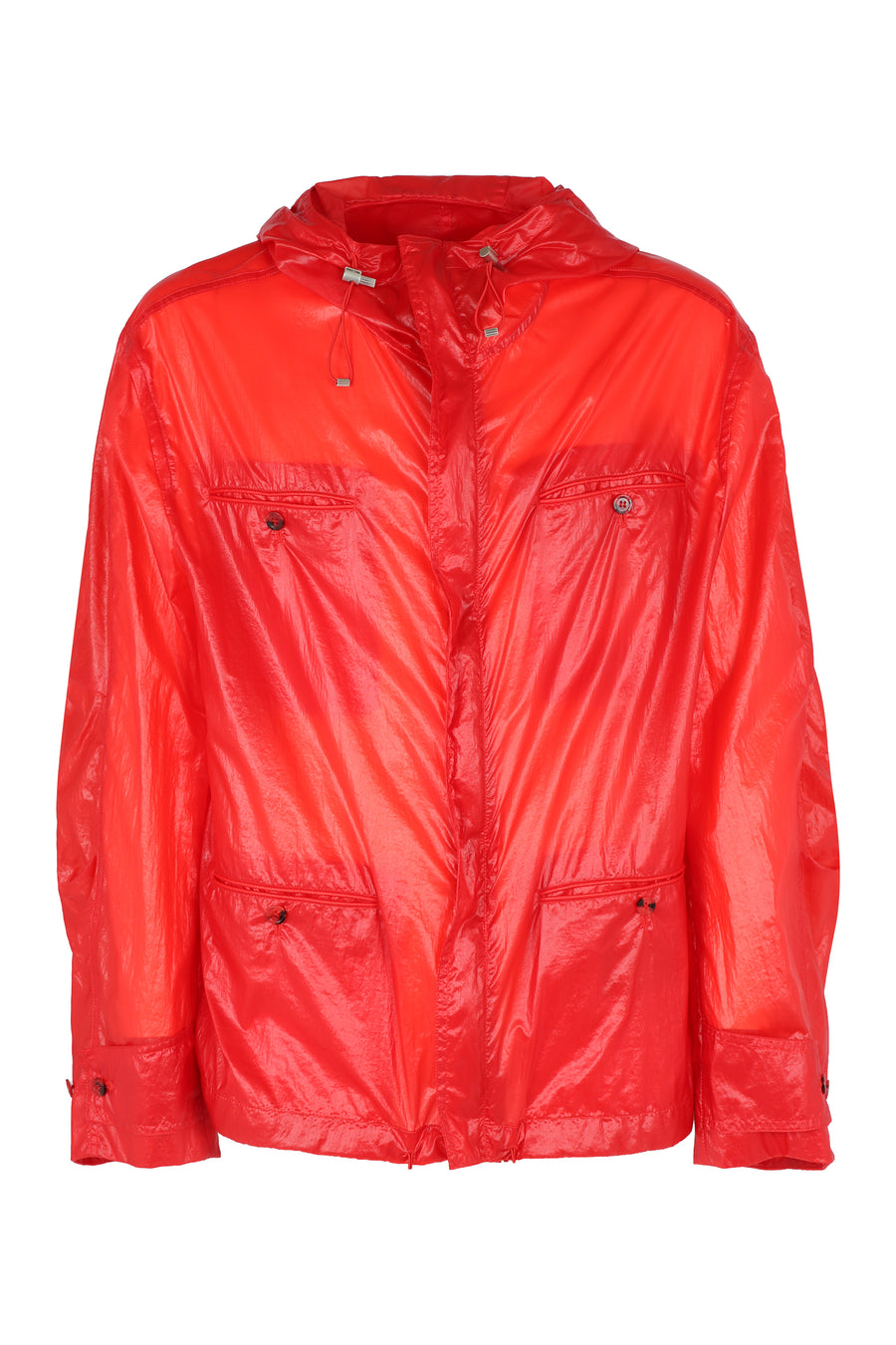 Techno Fabric Jacket Red Polyamide Raincoats