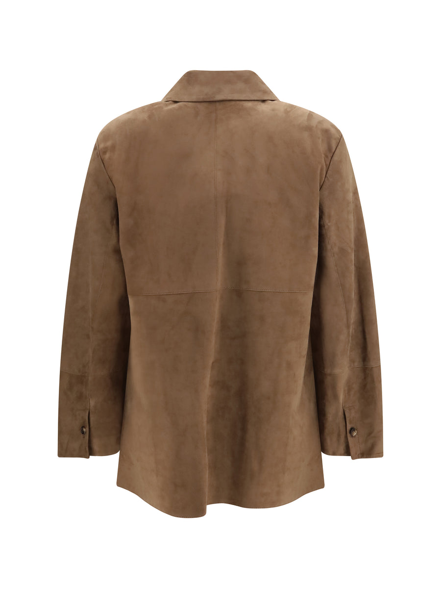 Suede Jacket Gocce Dark Gold Lamb Leather