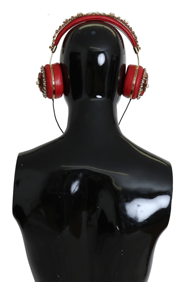 Frends Leather Red Floral Crystal Headset Headphones Accessory