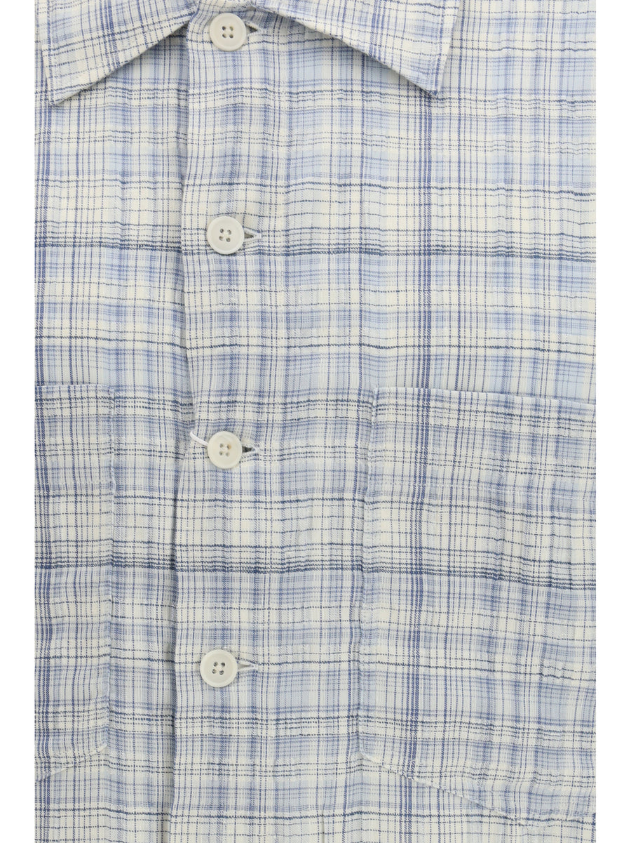 Short-Sleeved Shirt Adam Blue Cotton