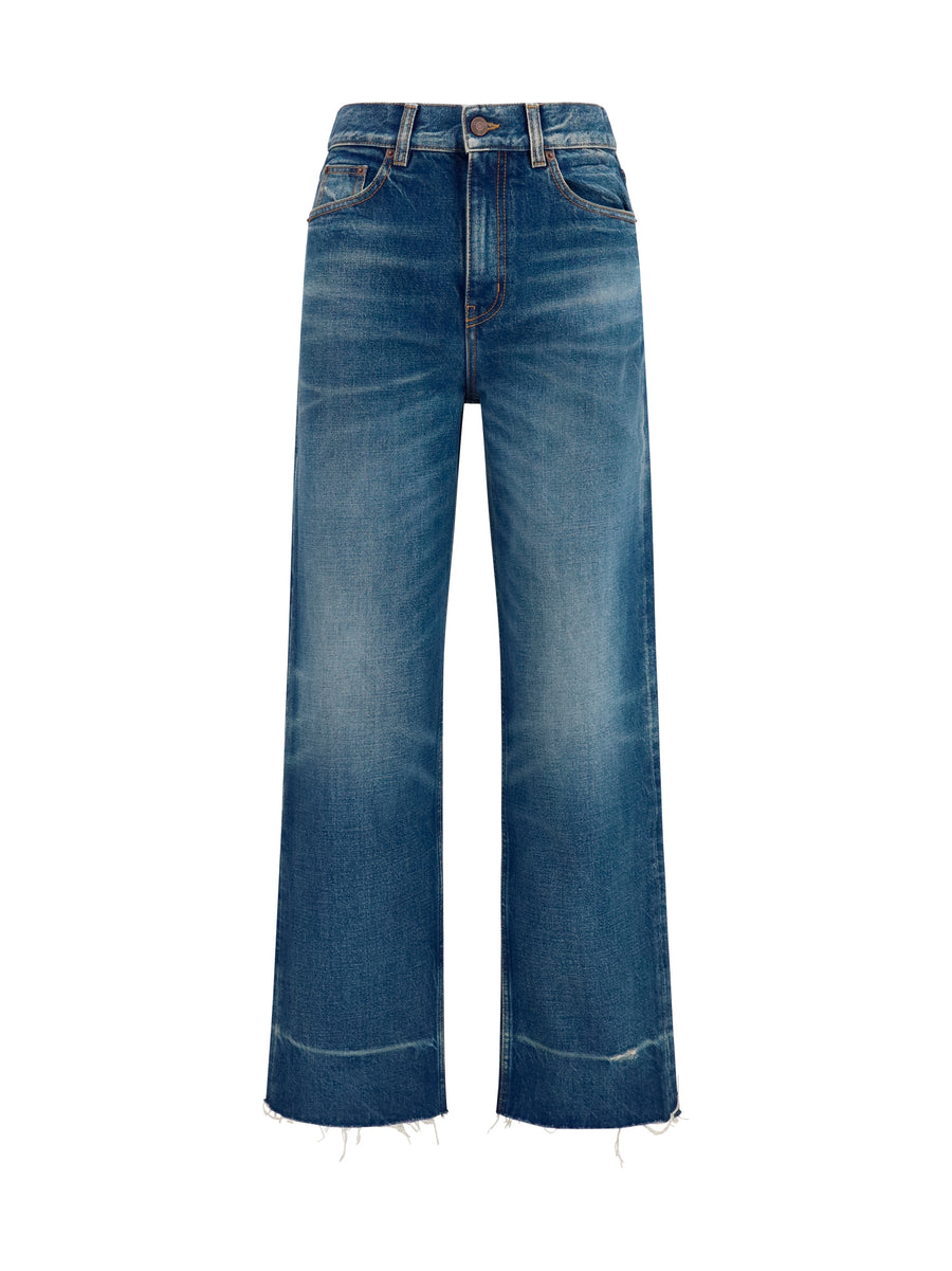 Bootcut Jeans Dark Cobalt Cotton Trousers