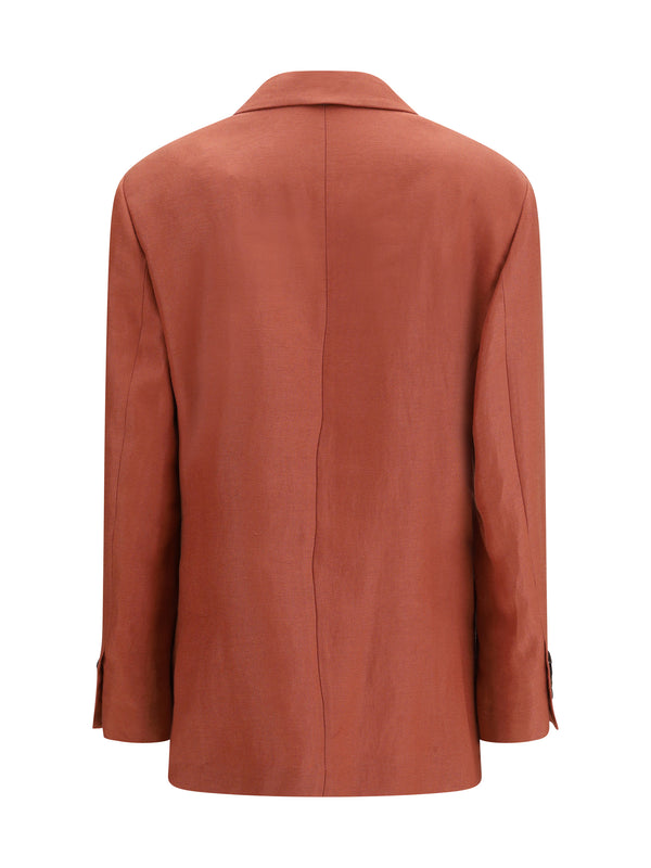 Linen Blazer Orange Flame Jacket