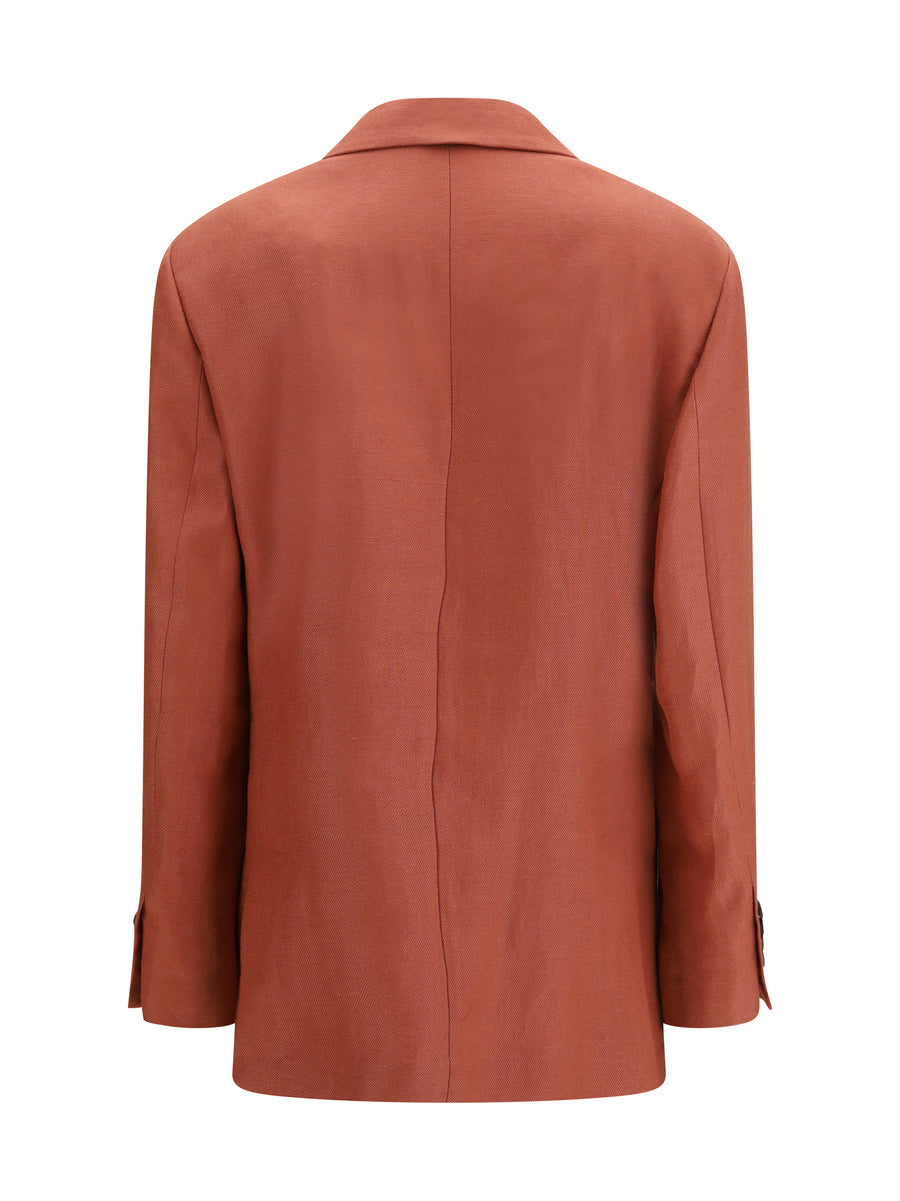Linen Blazer Orange Flame Jacket