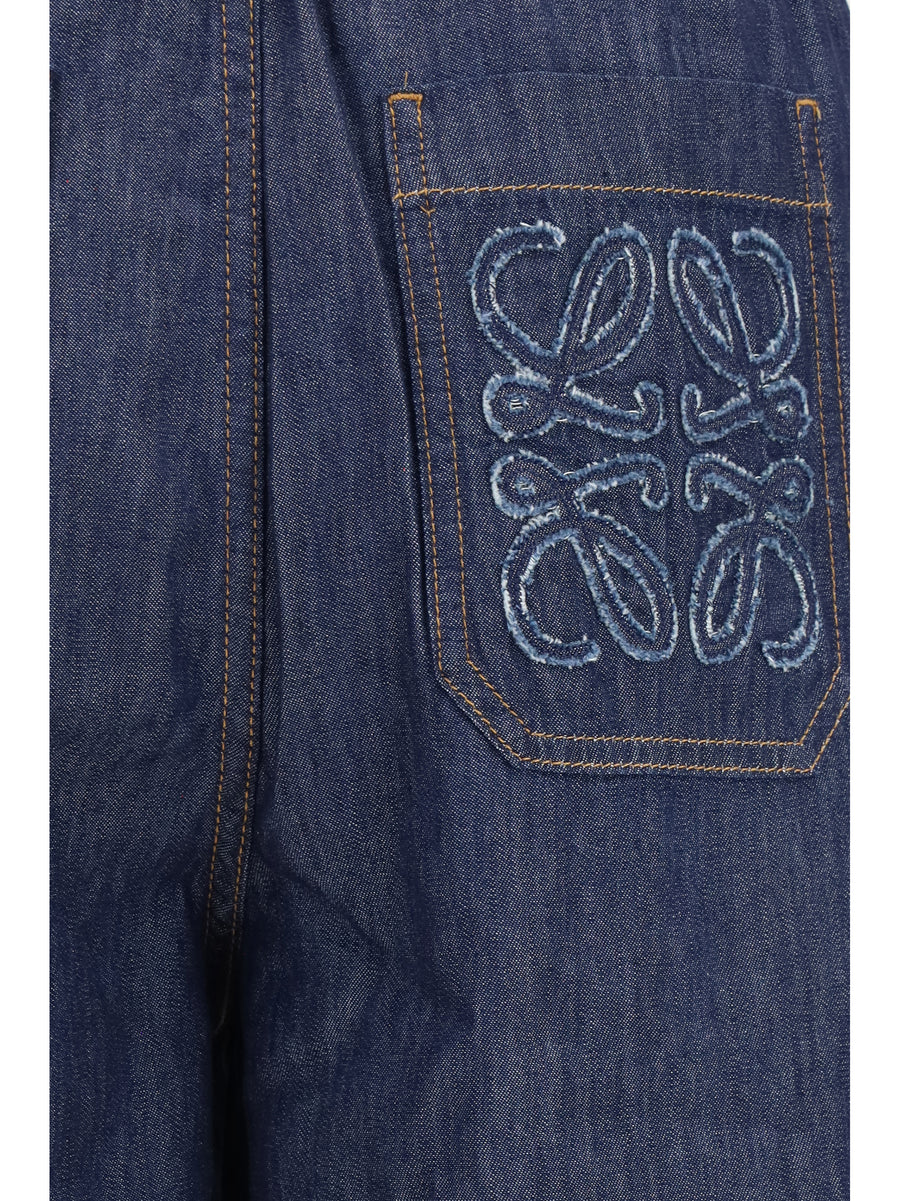 Pants Cotton Drawstring Denim Blue Trousers