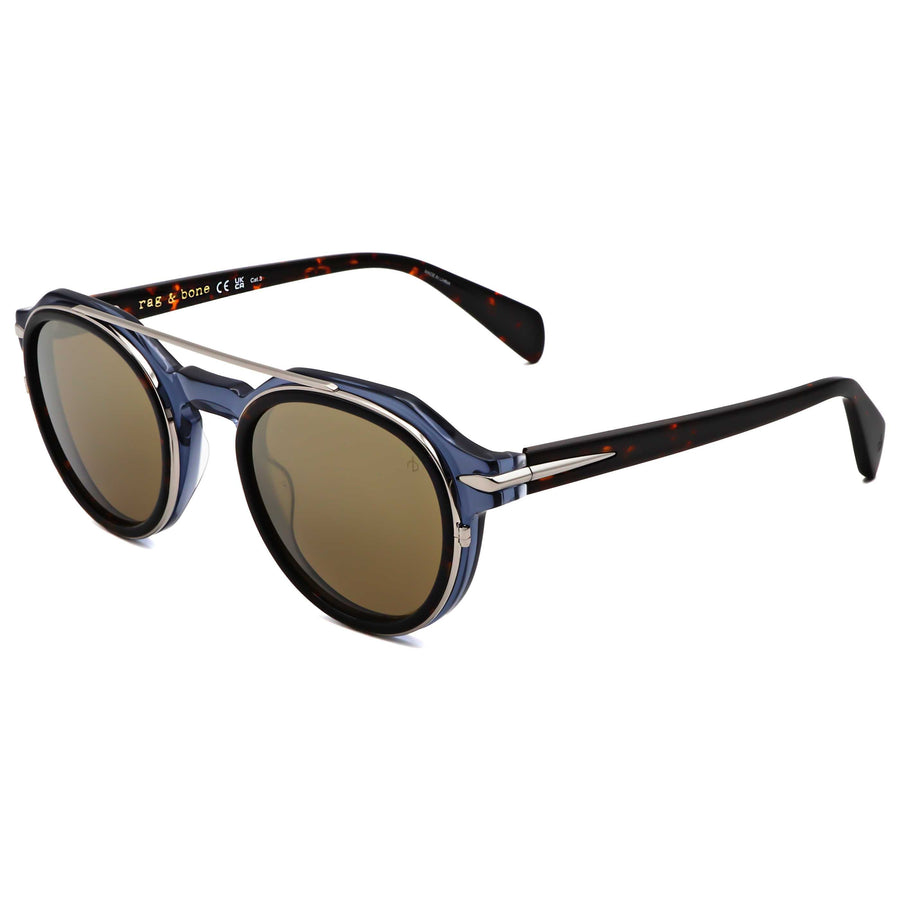 Preloved - Rag & Bone Mens 51mm Havana Blue Sunglasses Rnb6006-S-Ipr-51 One Color