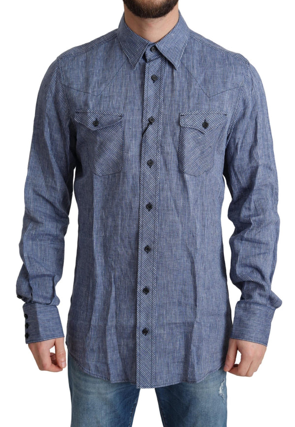 Dolce & Gabbana 100% Linen shirt in blue