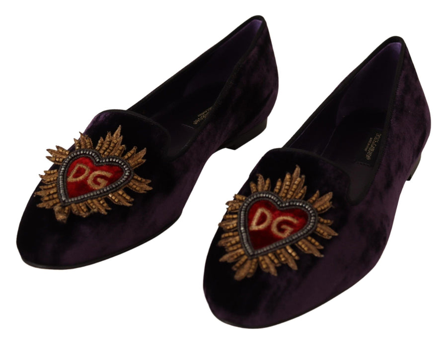 Dolce & Gabbana 99% Viscose 1% Silk Velvet loafer in purple