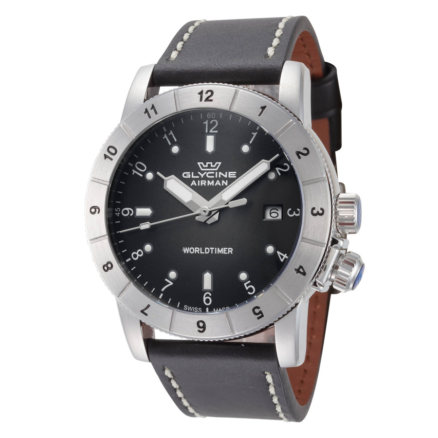 Preloved - Glycine Mens Airman Worldtimer Quartz 42mm Watch Gl1023 One Color Watches