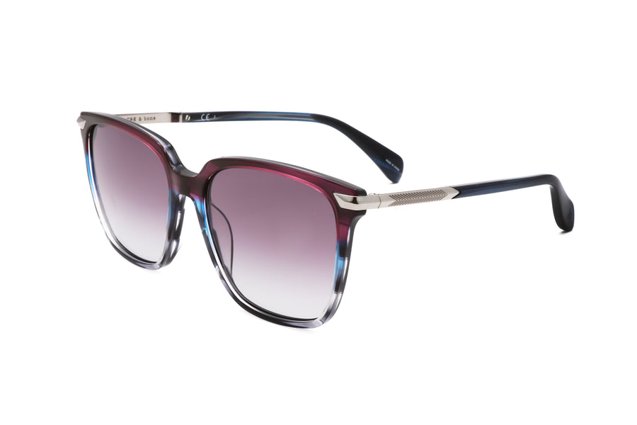 Preloved - Rag & Bone Womens 55 Mm Blue Violet Horn Sunglasses Rnb1066-S-V43-55 One Color