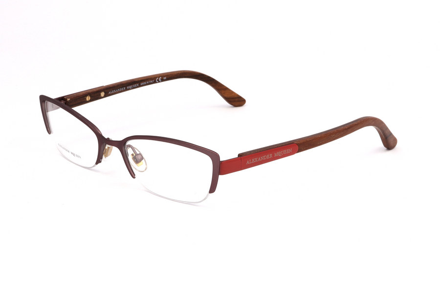 Preloved - Alexander Mcqueen Womens 53mm Semimatte Burgundy Red Eyeglasses Amq-4183-Wcv-53 One Color