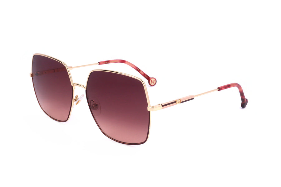Preloved - Carolina Herrera Womens 60mm Gold Burgundy Sunglasses Her0139-S-Noa-60 One Color