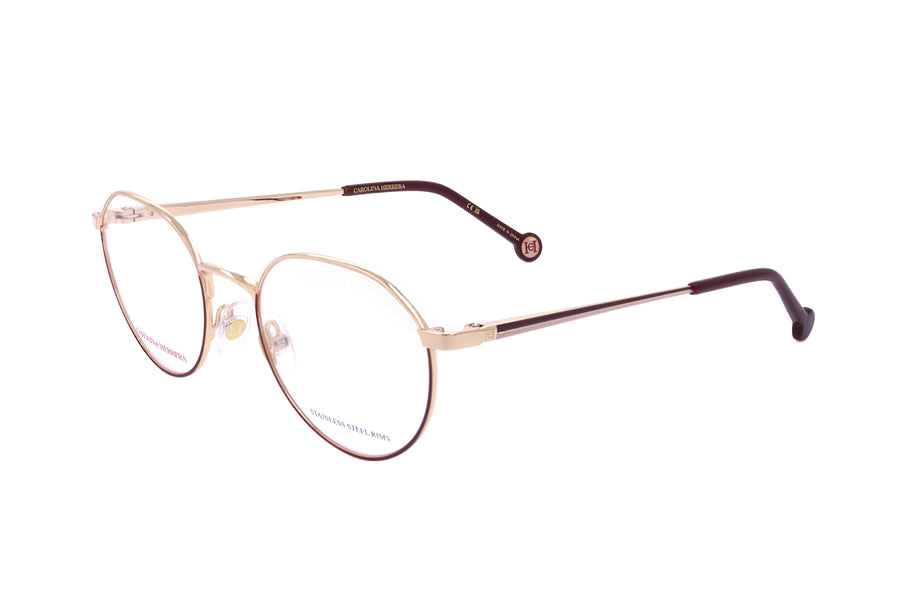 Preloved - Carolina Herrera Womens 50mm Gold Burgundy Eyeglasses Her0169-0noa-19 One Color
