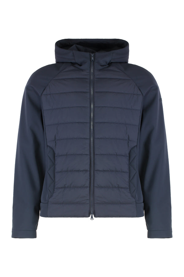 Technical Fabric Hooded Jacket Blue Polyester Raincoats