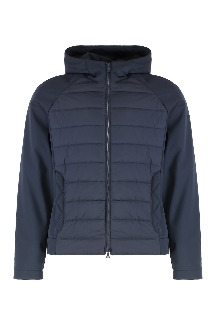 Technical Fabric Hooded Jacket Blue Polyester Raincoats