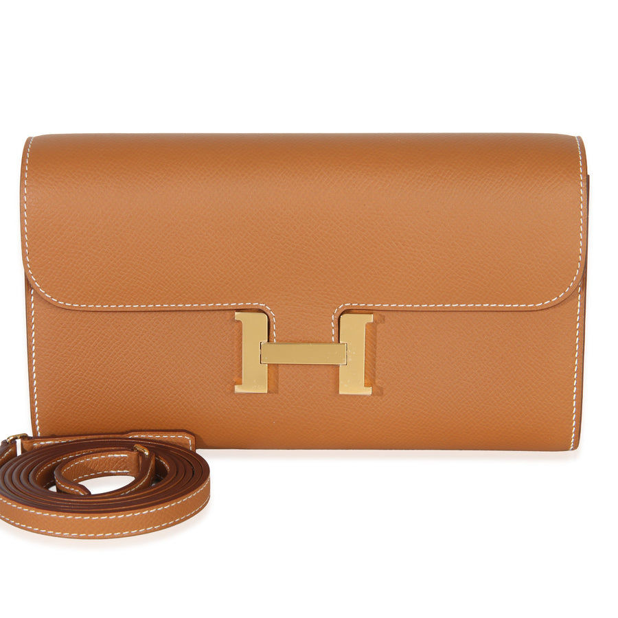 Hermès Gold Epsom Constance Long Wallet To Go Ghw Brown Leather