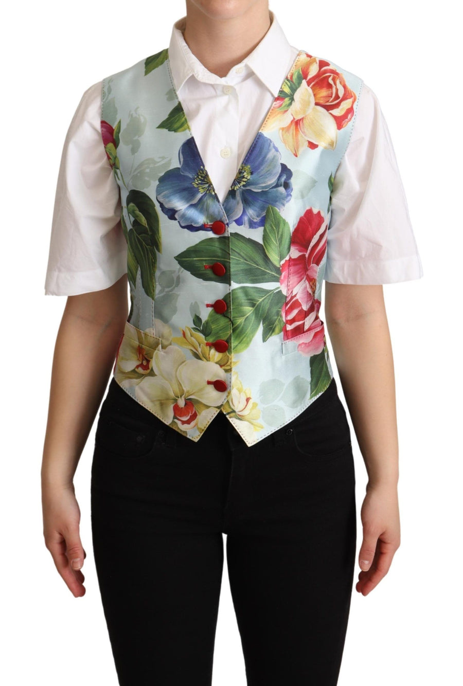 Dolce & Gabbana 97% Silk waistcoat in green