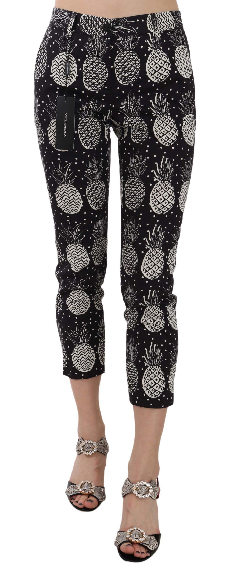 Dolce & Gabbana 97% Cotton 3% Elastane capri pants in black