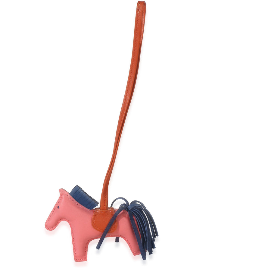Hermès Azalee Cornaline Bleu De Malte Milo Lambskin Grigri Rodeo Pm Bag Charm Blue; Pink Leather Charms