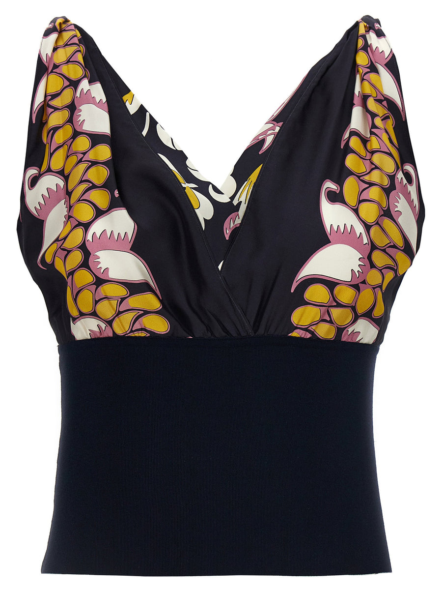 Tory Burch Printed Silk Blouse — Black