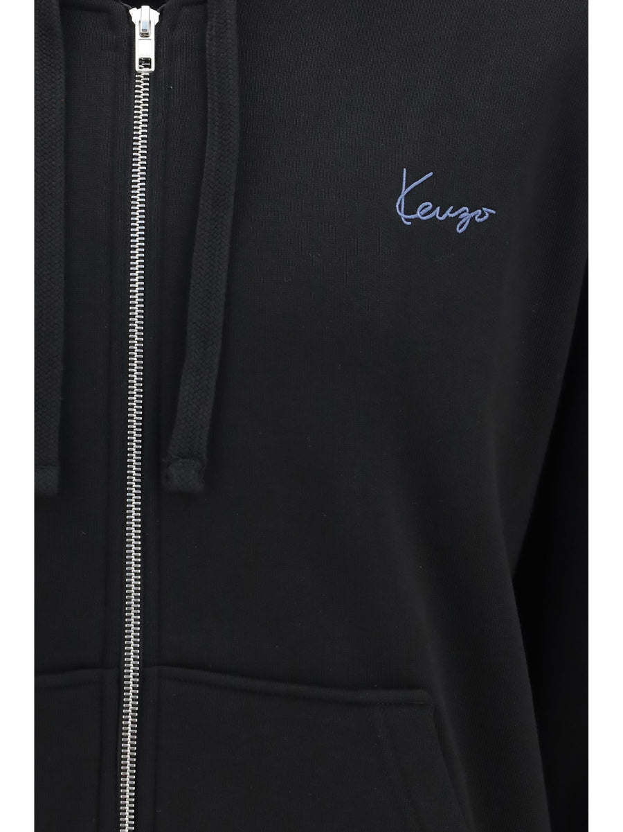 Hoodie Signature Cotton Zip Black Sweatshirts