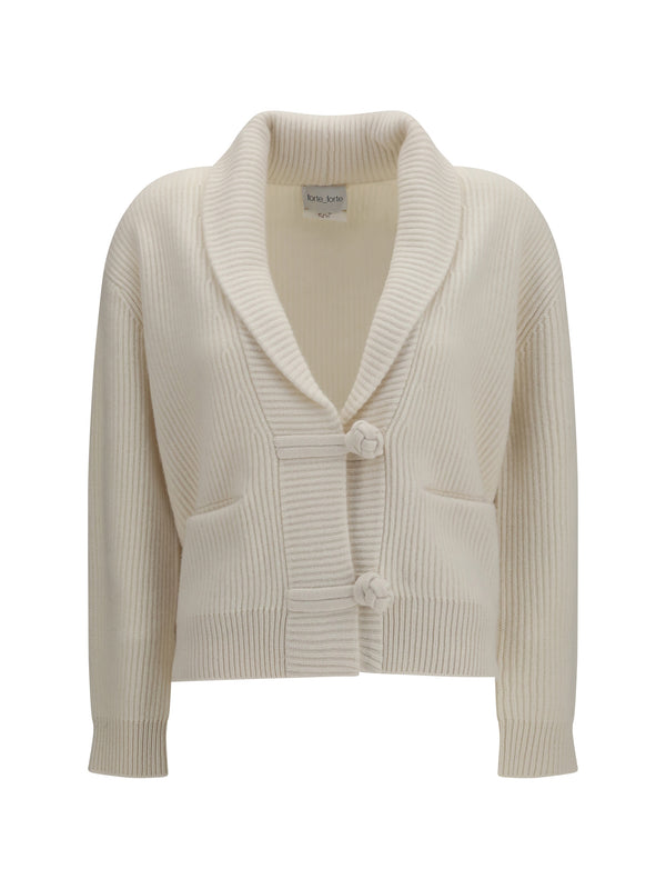 Wool And Cashmere English Rib Cardigan Pure