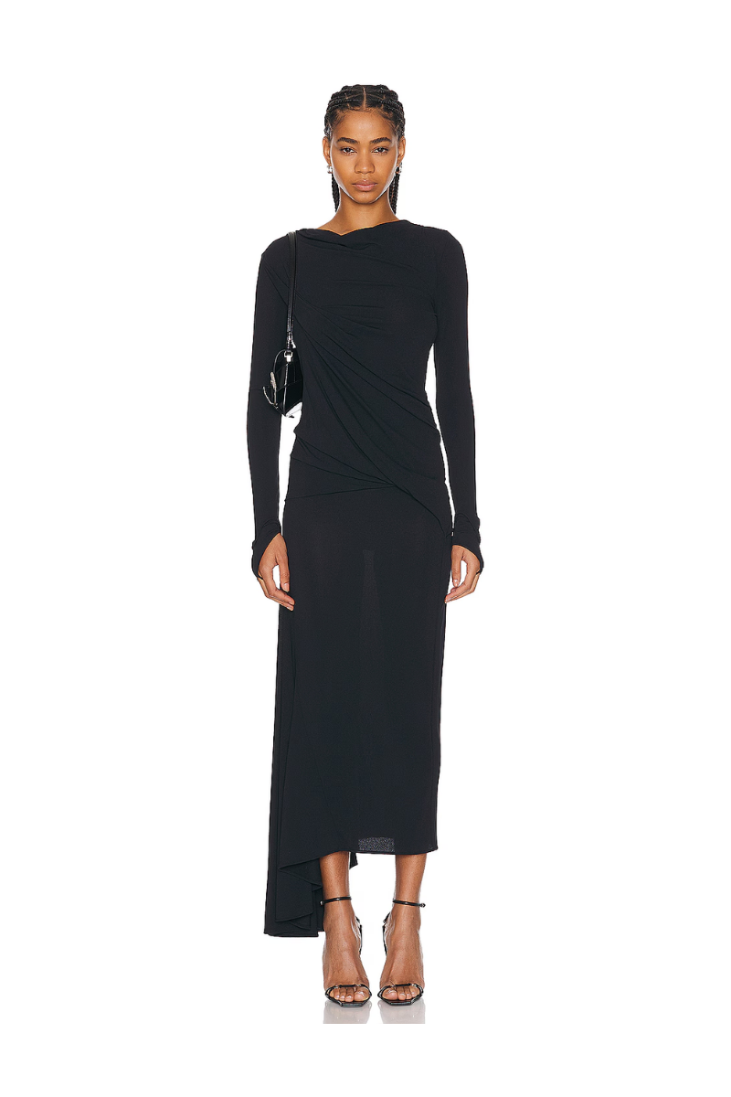 Givenchy Draped Asimetrical Dress_black Black Clothing